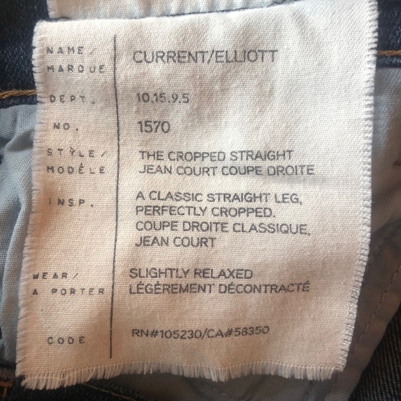 Current/Elliot The Cropped Straight Jeans Size 24 - Picture 8 of 8